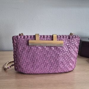 Purple Woven Clutch Bag